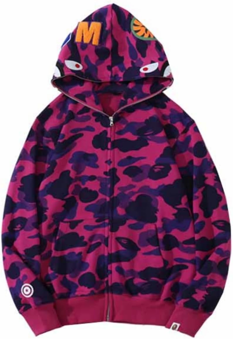 Trendy Shark Camouflage Jacket with Zip Cardigan Loose Casual Hoodie Men and Women Couple Fashion Classic Hoodie