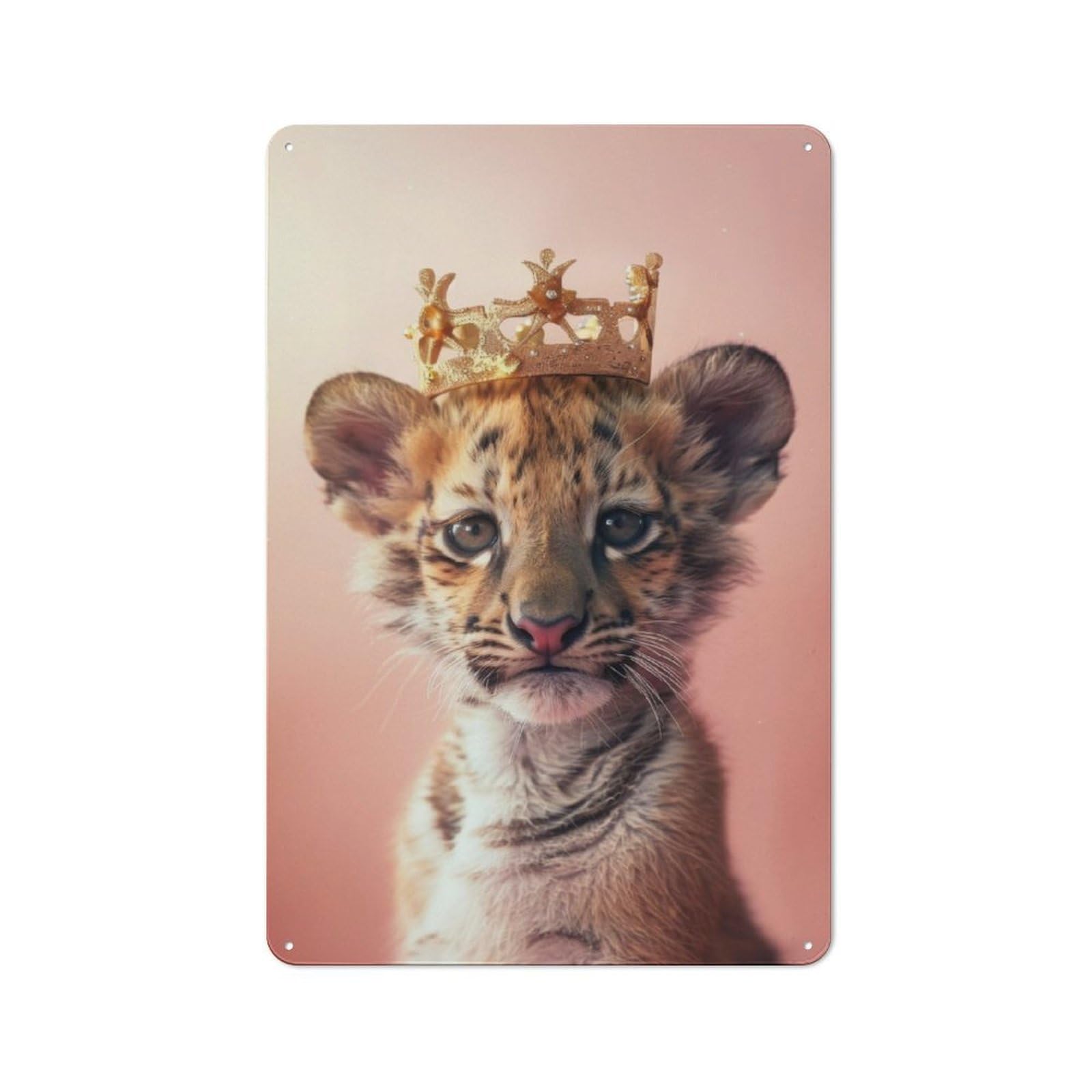 Junmoney Tiger Cub King Tin Wall Plaque 30X20cm With For Bar Or Restaurant, Housewarming Wall Decor For People Furnishing Bar And Restaurant