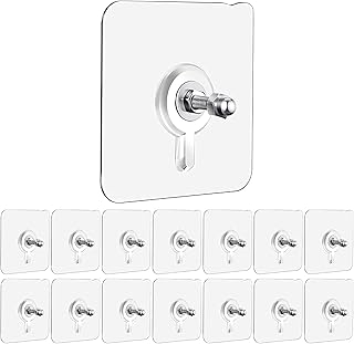 Adhesive Screw Hooks for Wall Without Drilling, Adhesive Screw Hooks for Wall Heavy Duty Strong Nail Free Hanging, Kitchen Accessories Items Nail Hook, Transparent(Screw Hook - 15)