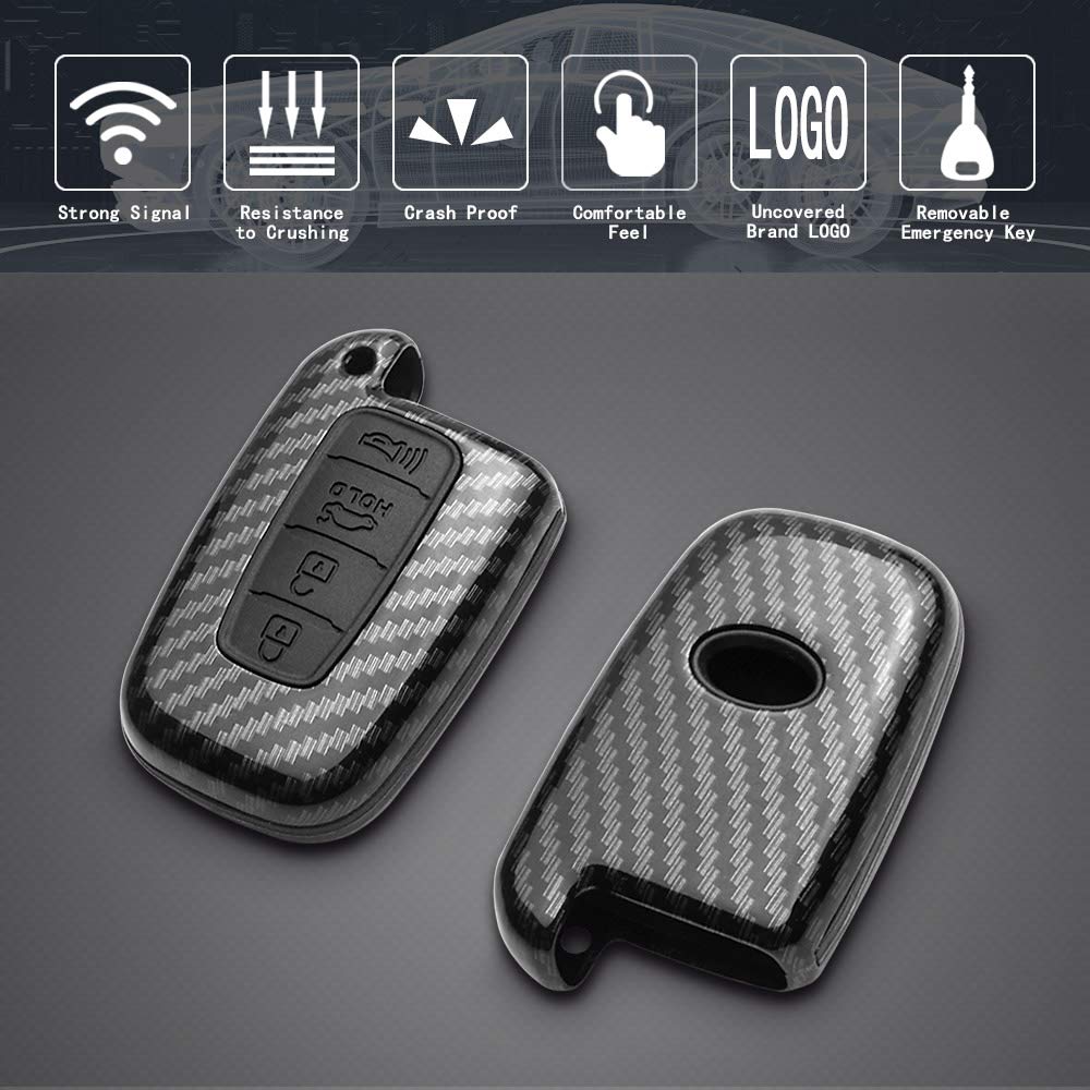 TANGSEN Key Fob Case For Hyundai & Kia – Carbon Fiber Style, Double-Layer Protection, 4-Button Remote Cover - View #11
