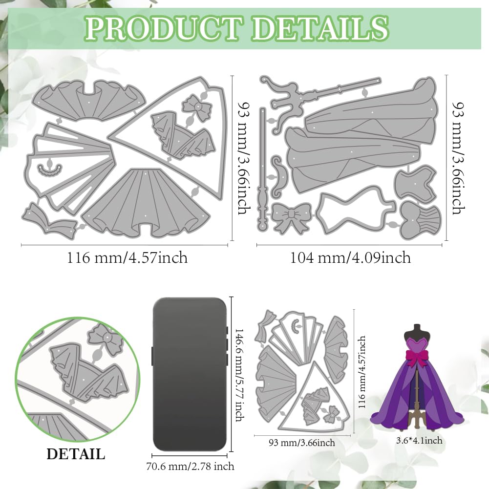 MAYJOYDIY Dress Cutting Dies, Carbon Steel Stencils, Skirt Hem Template for Card Making Scrapbooking Album Gift Decoration - Image 2