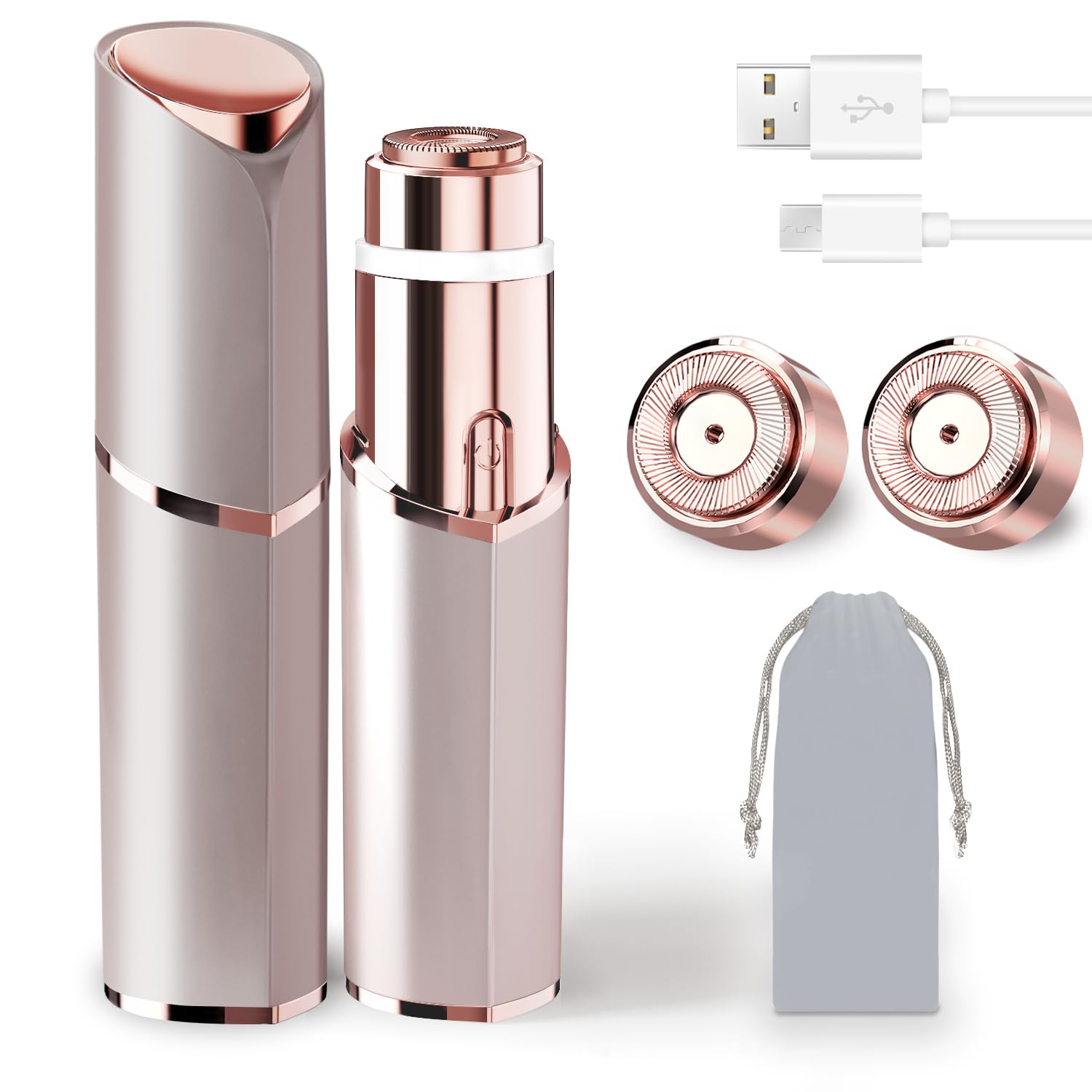 Facial Hair Removal for Women, Portable Lady Shaver, Rechargeable Painless Hair Remover for Face, Upper Lips, Chin, Peach Fuzz