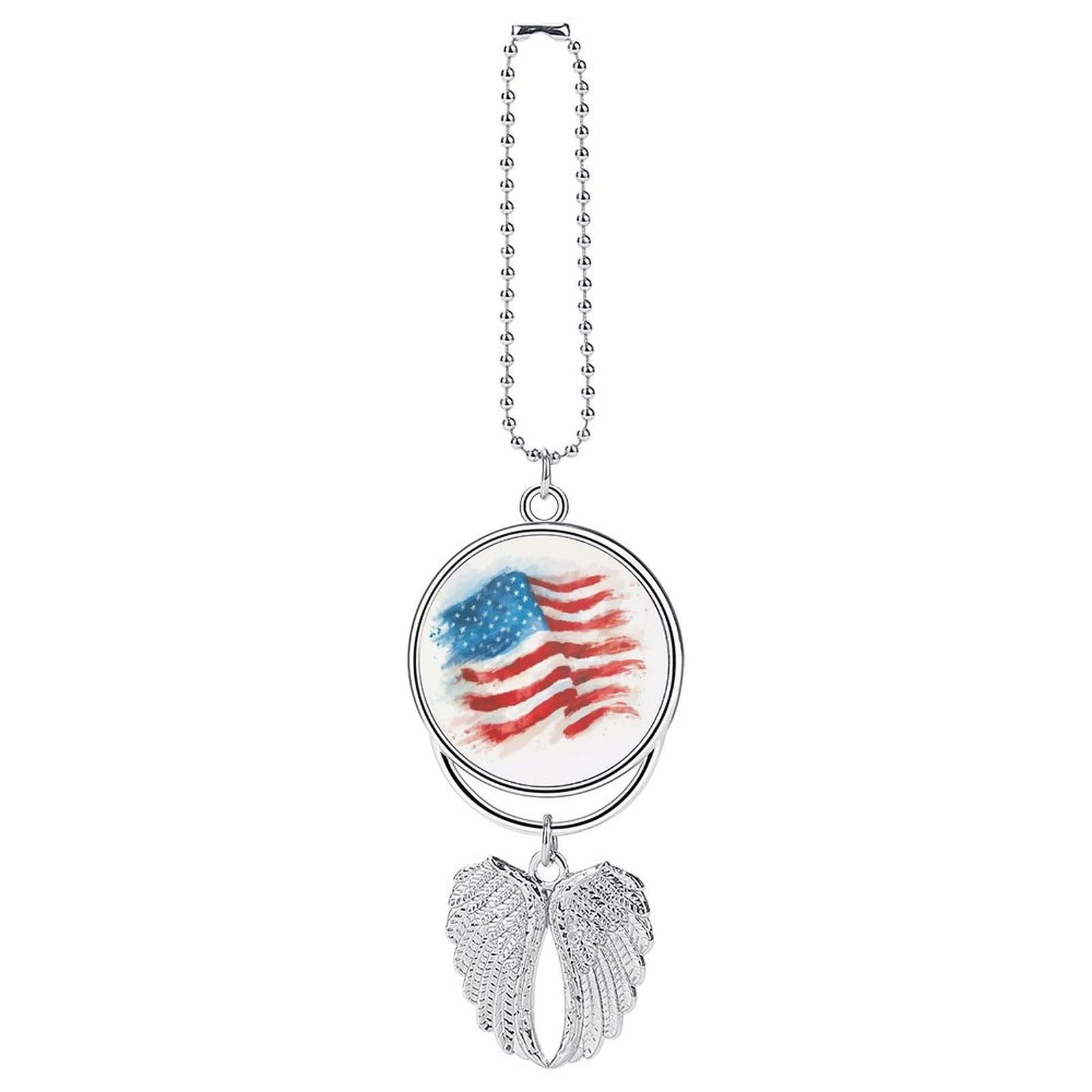 Watercolor American Flag Simple Car Hanging Pendant Car Interior Decoration Rearview Mirror Charms Ornaments