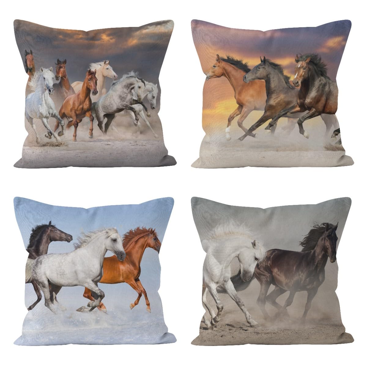 Housse de coussin geometrique en lin satin de haute qualite 50x50 cm lot de 4 CEVAN