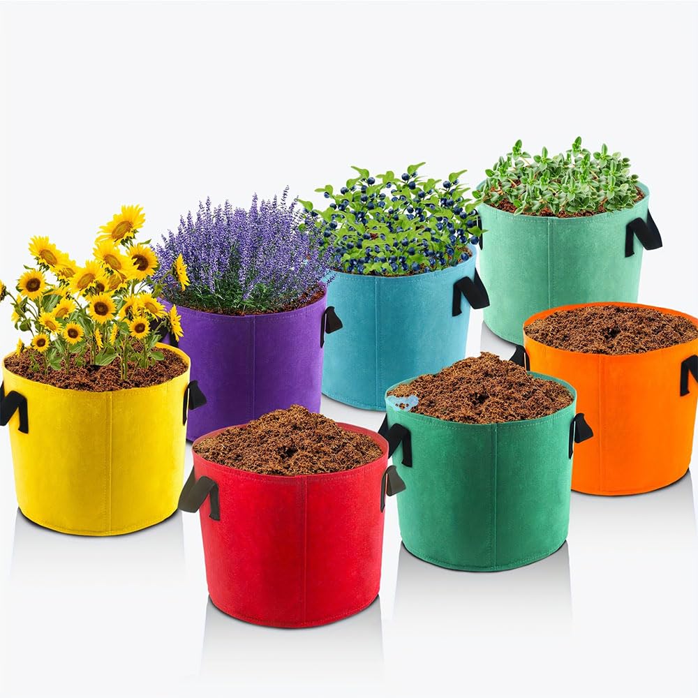 10 sacchetti per la coltivazione di pomodori, in tessuto, da 5 galloni, per verdure, pomodori, fiori, patate, carote, pomodori, cetrioli (YL)