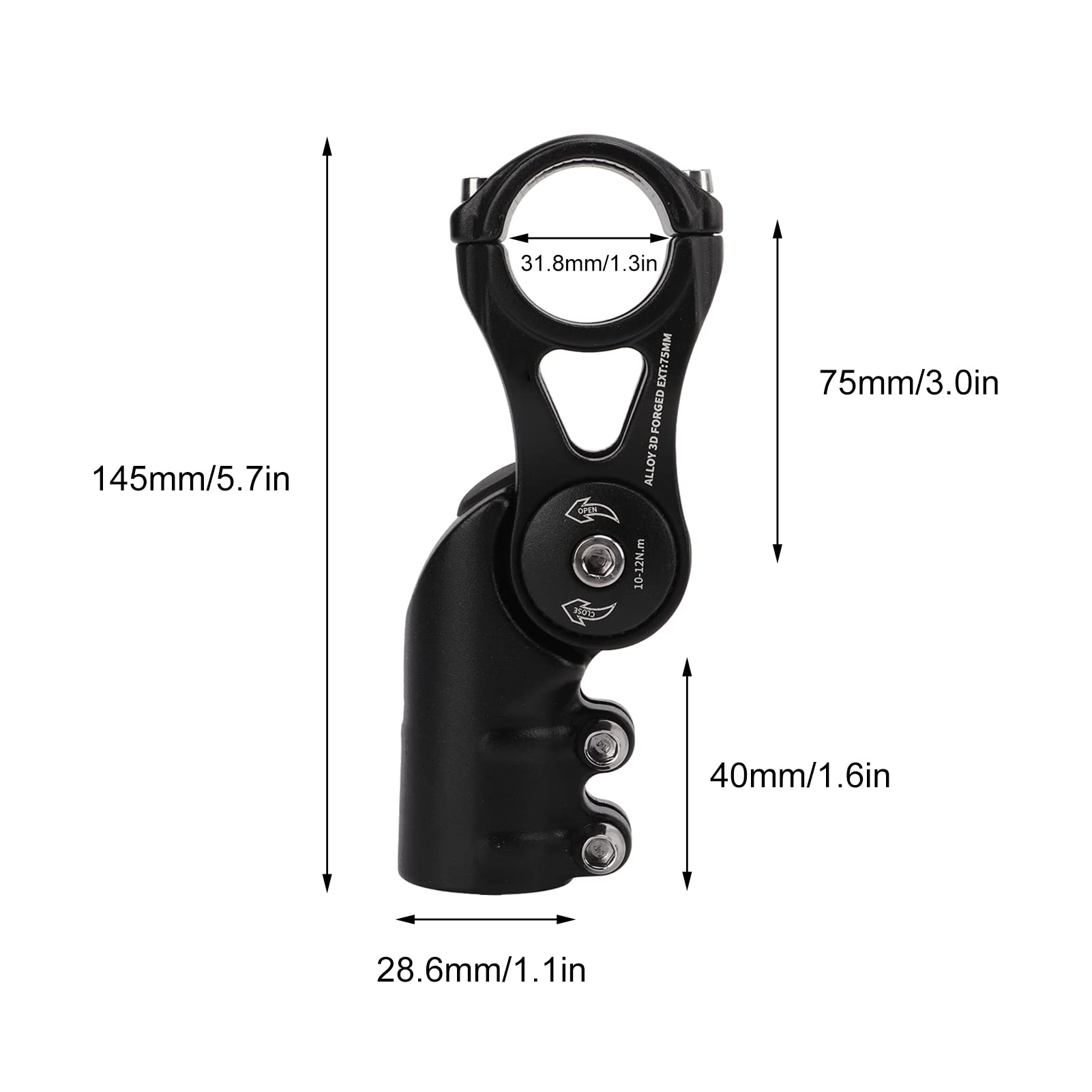 Mostek rowerowy kątowy regulowany, podwyższający 31,8 mm aluminiowy mostek kierownicy roweru górskiego do roweru szosowego 75 mm 145 mm 348 g