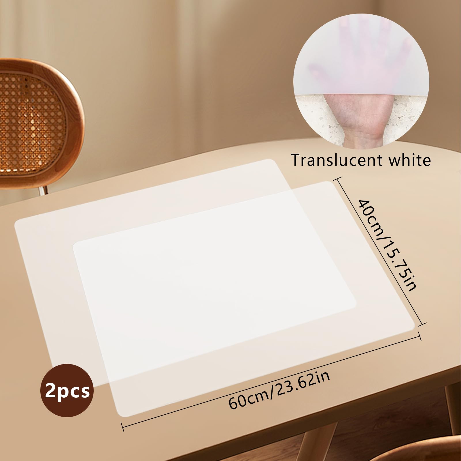 Pclapora 2er Set Silikonmatten 40x30cm - Transparente Antirutschmatten Für Küche & Basteln
