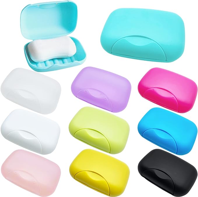 10 PCS Soap Box Holder,Plastic Travel Soap Dish,Portable