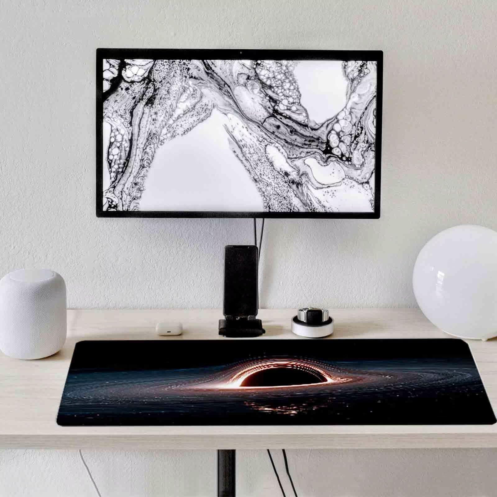 Czarna podkładka pod mysz planeta XXL podkładka pod mysz 1200 x 600 mm podkładka pod mysz z zszytymi krawędziami i gumową podstawą antypoślizgowa podkładka pod mysz XXL do komputera, laptopa