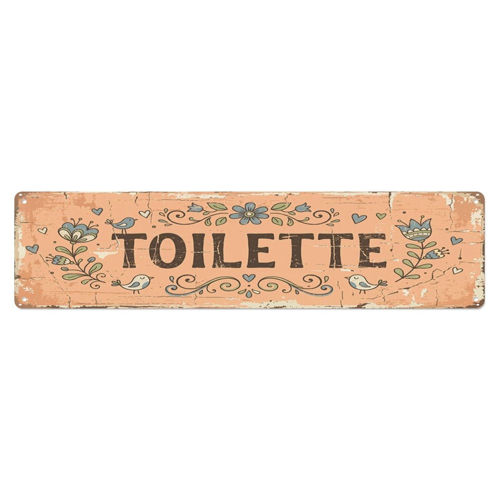 Shabby Playful Cottage Facility Toilet(WC) Door Metal Tin Skinny Sign Plaque Wall Decor for Cafe, Club Bar, Office, Home Garden Metal Poster 4x16Inch