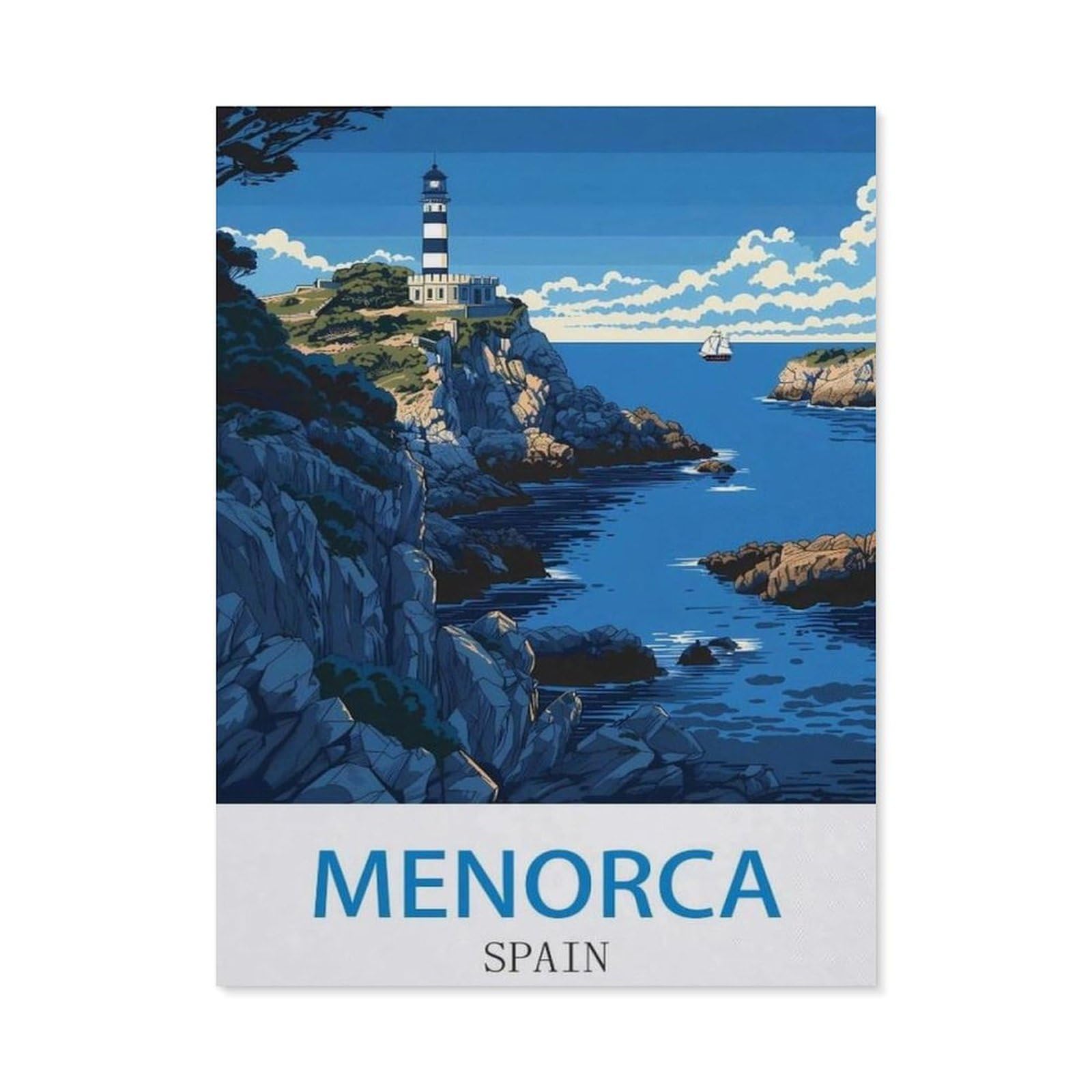 BEAYODKP 5D DIY Diamond Painting Kit，Menorca Spain，Crystal Mosaic Full Drill Round Diamond Painting Embroidery Accessories（50 x 60 cm/19.68 x 23.62 inches）-CJ51