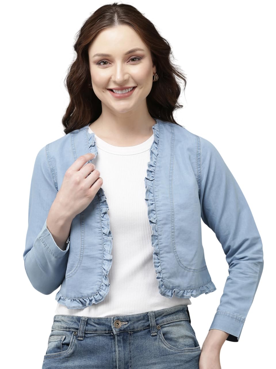 style quotient Women Mid Blue Crop Denim Shrug-picture-34
