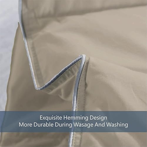 Miniatura 4 de MAPLE DOWN Edredón suave tamaño California King, edredón alternativo con relleno, ligero, esponjoso, transpirable, lavable a máquina (marrón claro,