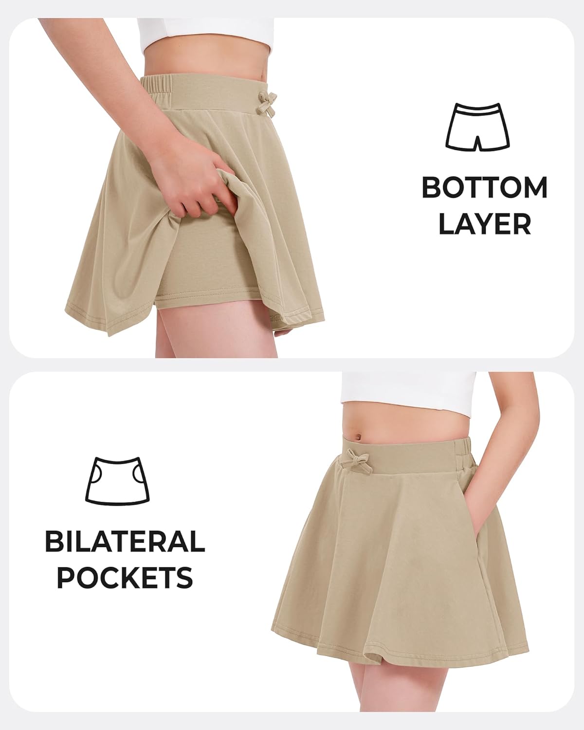 BOOPH Girls Skirts Kids Casual Mini Skorts Toddler Athletic Uniform Skirts with Pockets - Image 6