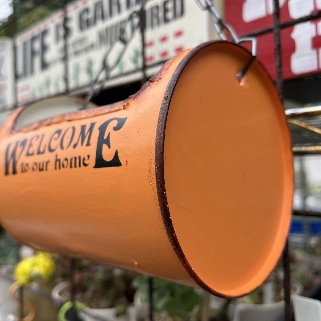 Amazon.co.jp: リメイク缶チェーン付きリメ缶オレンジ多肉植物 リメ缶