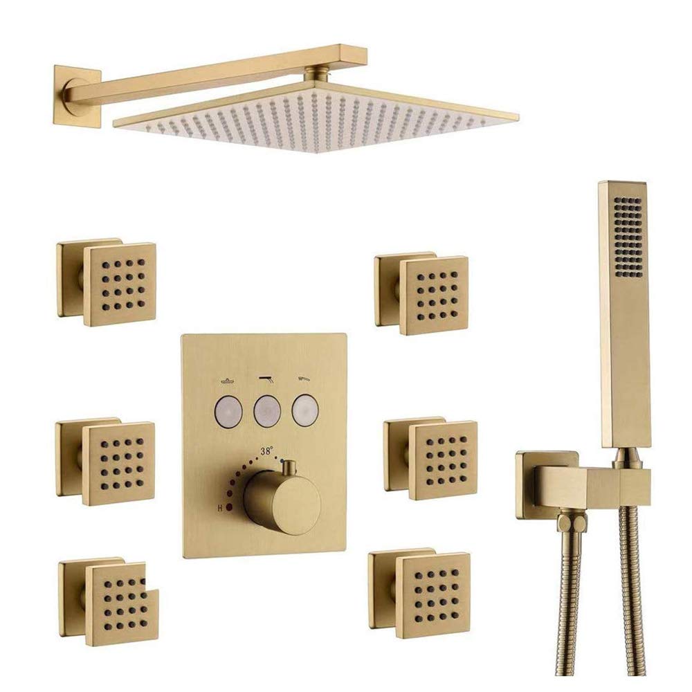 Buy 10 Inches Rain Shower Combo Set Thermostatic Concealed Shower