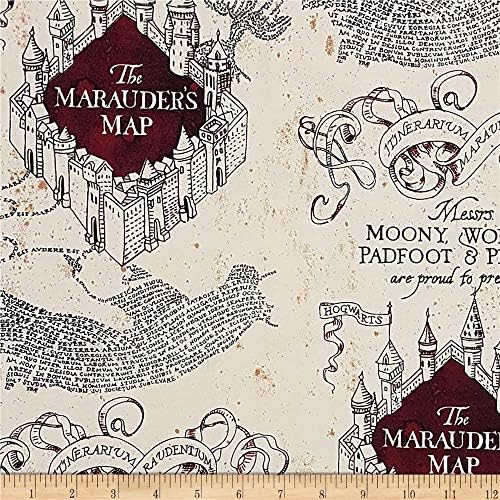 Camelot Wizarding World Marauders Map Knit in Tan Quilt Fabric