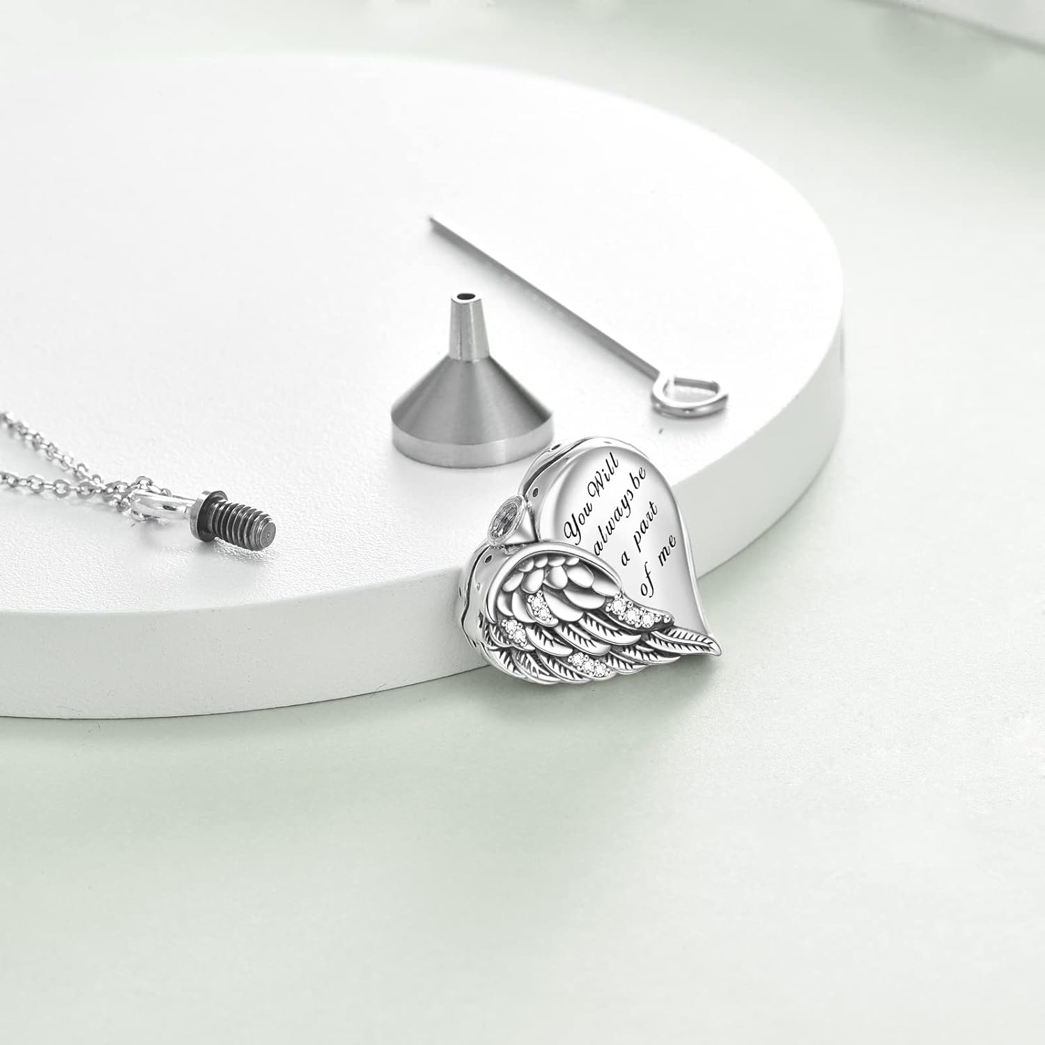YFN Urn Necklaces for Ashes Sterling Silver Heart Urn Necklaces for Ashes Cremation Memory Jewelry for Women Men - Image 3