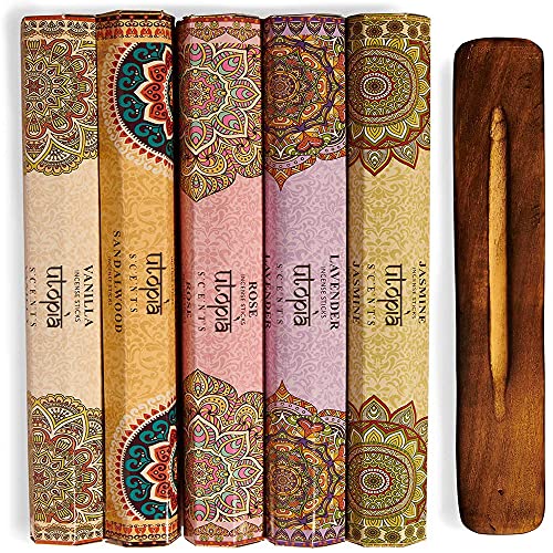 Utopia Scents Premium Natural Incense Sticks Variety Pack 75 Scented Sticks Lavender, Sandalwood, Jasmine, Vanilla, Rose Incense With Sticks Holder Aromatherapy Incense And Meditation Incense #TOP1