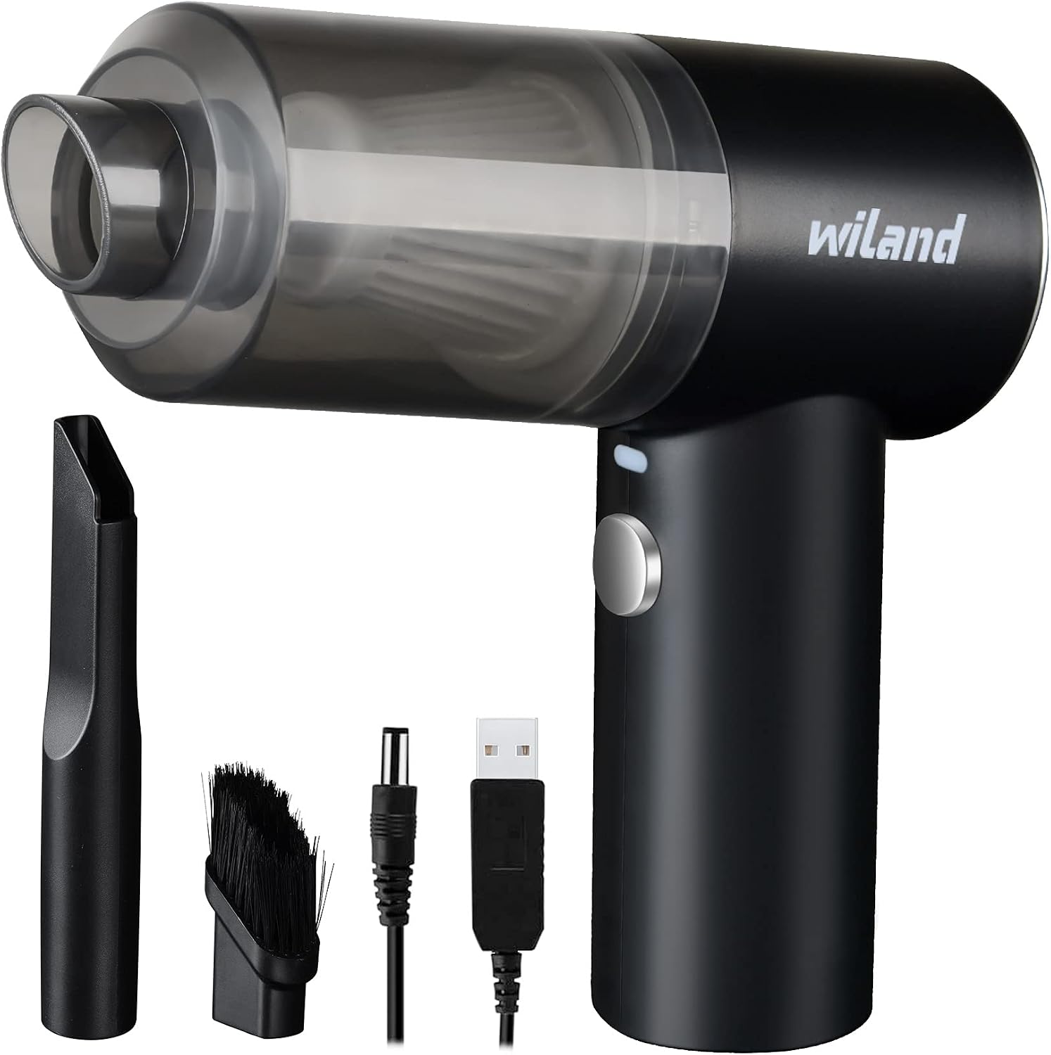 wiland Handheld Vacuum Cleaner Cordless Mini Vacuum Cleaner Keyboard Vacuum Cleaner Portable Desktop Vacuum Pet Hair Vacuum USB Charging Car Vacuum Cleaner with LED Light,Gray