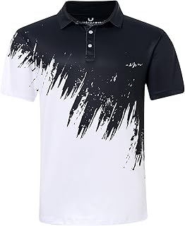 uideazone Mens Golf Shirt Dry Fit Athletic Polo Shirts Moisture Wicking Performance 3D Print Short Sleeve