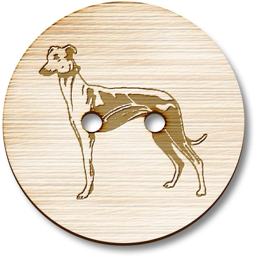 Azeeda 8 x 23mm 'Greyhound Dog' Round Wooden Buttons (BT00081046)
