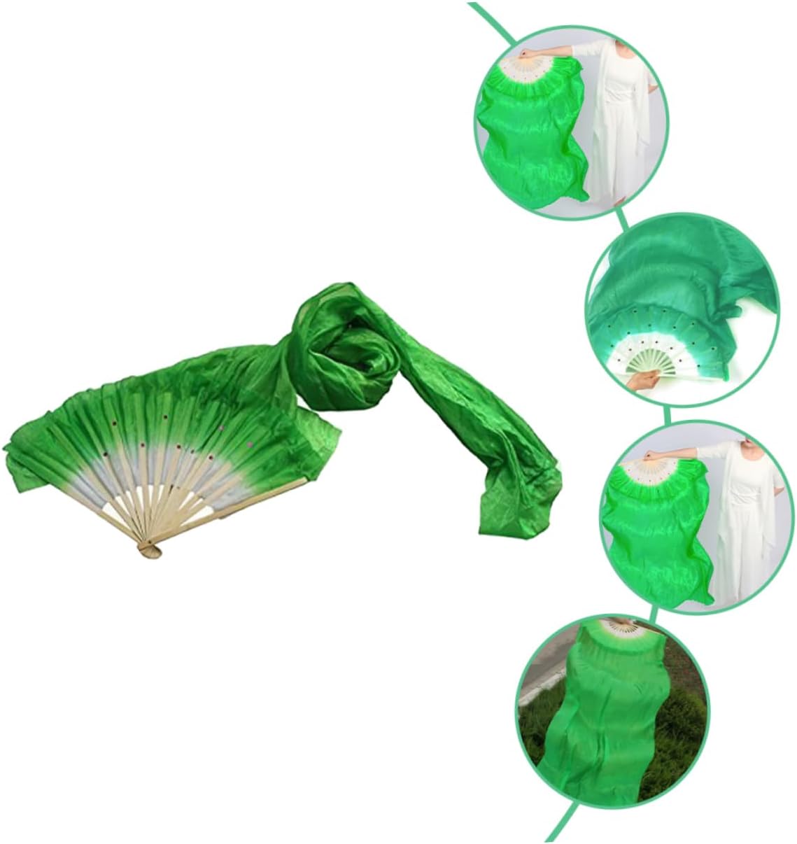 BESPORTBLE 4pcs Lengthened Silk Fan Gradient Color Folding Fan for Dance Performance and Fitness Portable Easy to Unfold for Sharing and Stage Use