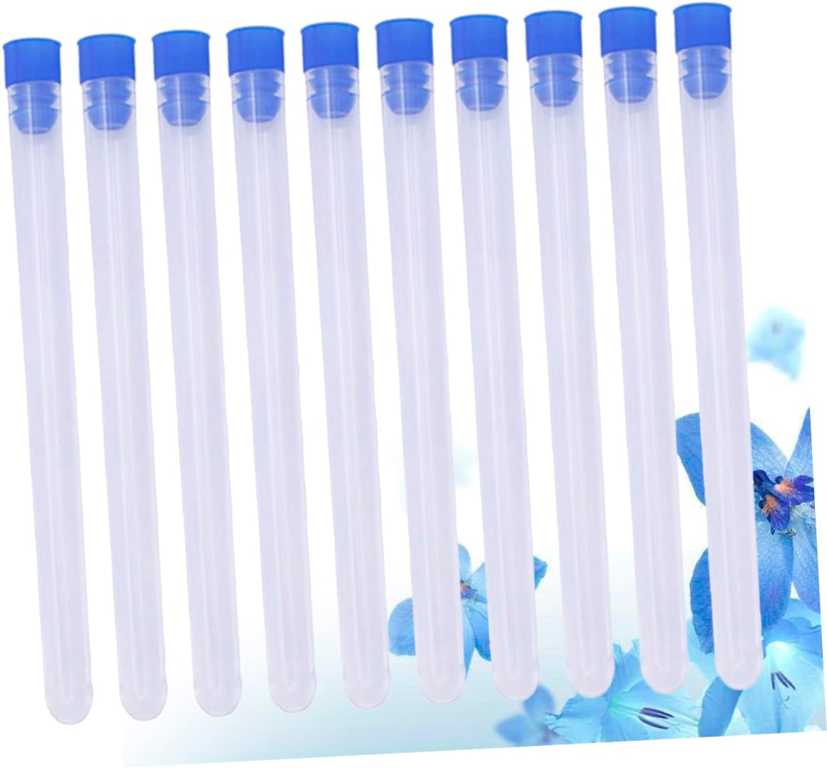 Gogogmee 10Pcs Transparent Plastic Storage Bottles with Blue Lids Needle Organizer Tubes for Craft Supplies Bead Storage Containers Clear DIY Organizers for Items