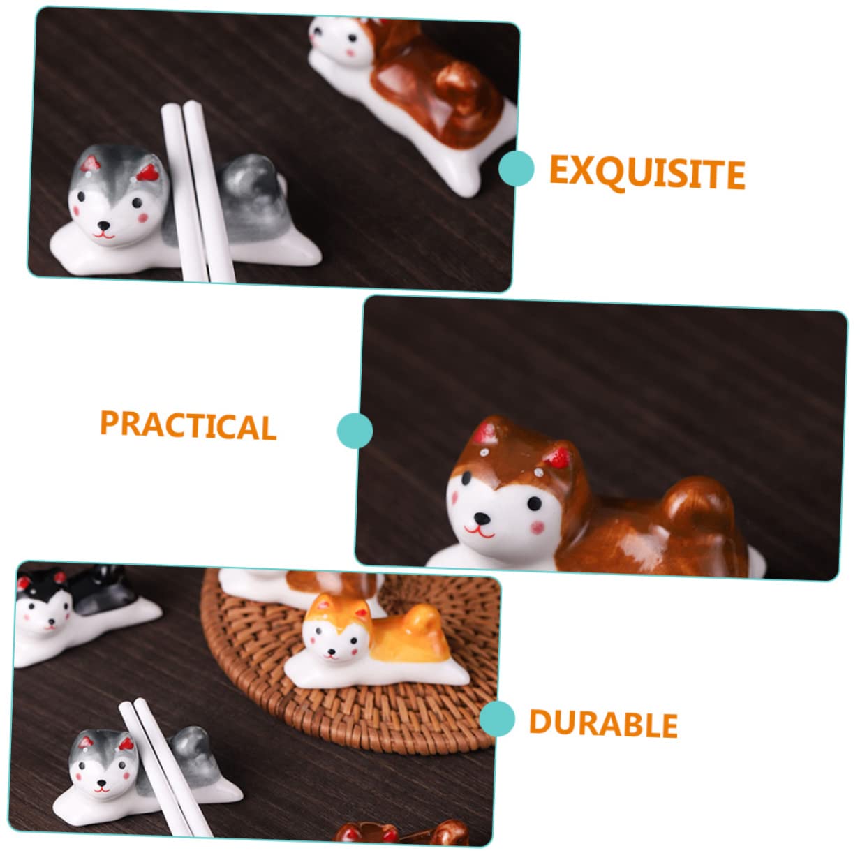 4pcs Shiba Inu Chopstick Rest Chopstick Holder Rest Fork Spoon Racks Lovely Chopsticks Holder Chopsticks Holders Chopstick Rests Dog Table Decor Ceramic Chopstick Stand