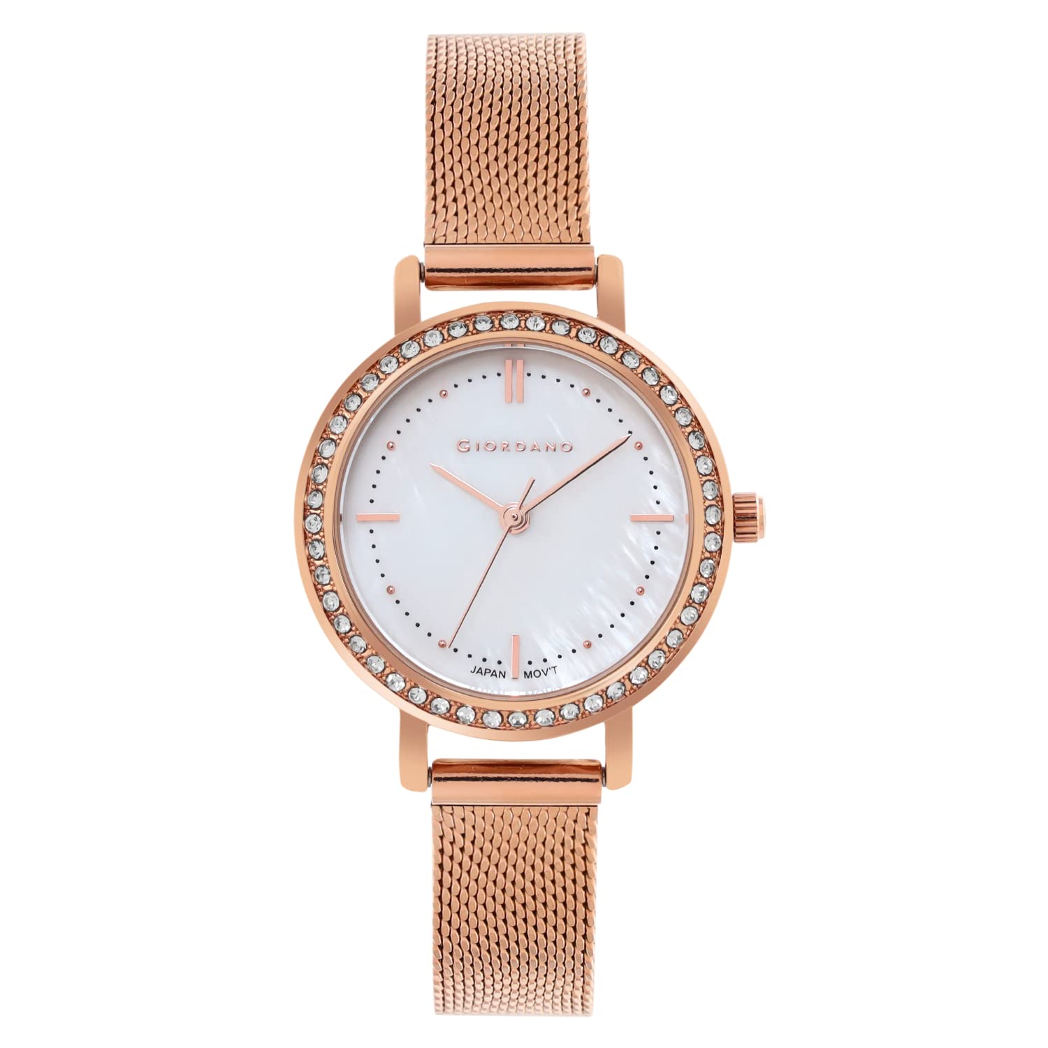 Giordano Rose Gold Analogue Watch for Women with White Mother of Pearl Dial and Rose Gold Metal Strap, Ladies Wrist Watch GZ-60004-22 (B09YMFFY3Y) Amazon Price History, Amazon Price Tracker