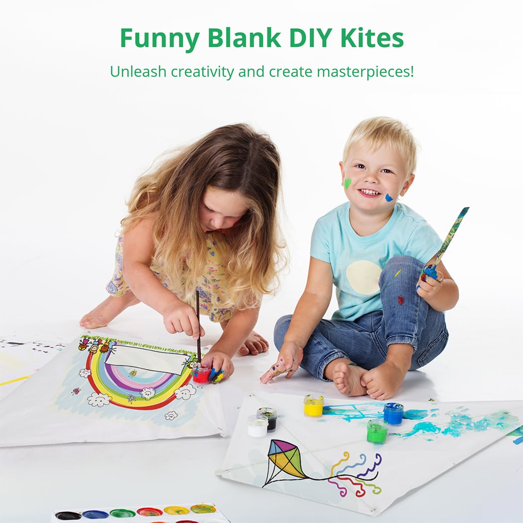 Cerf-volant blanc pour enfants - Jouet créatif à colorier - Cerf-volant avec émerillon et ligne