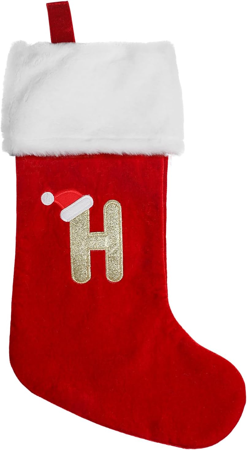 VEYLIN Christmas Stockings with Letters, 20 Inch Large Plush Christmas ...