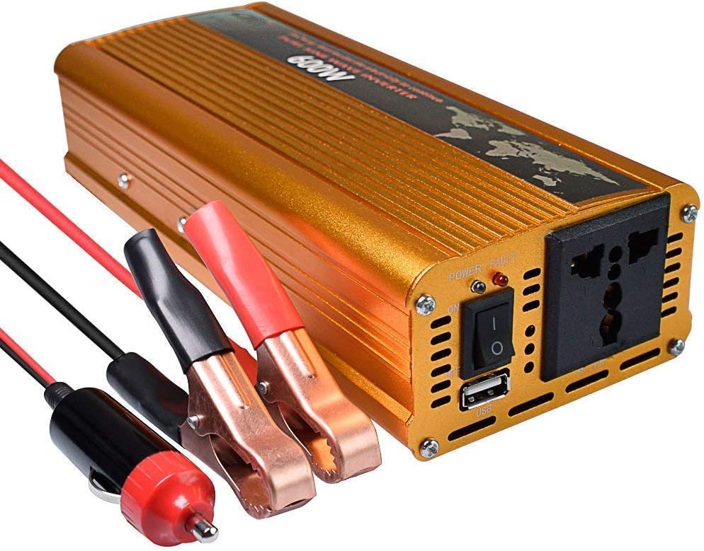 600W Pure Sine Wave Power Inverter Peak 1200W 12V DC to 220V 50Hz AC Converter with USB Port Car Adapter