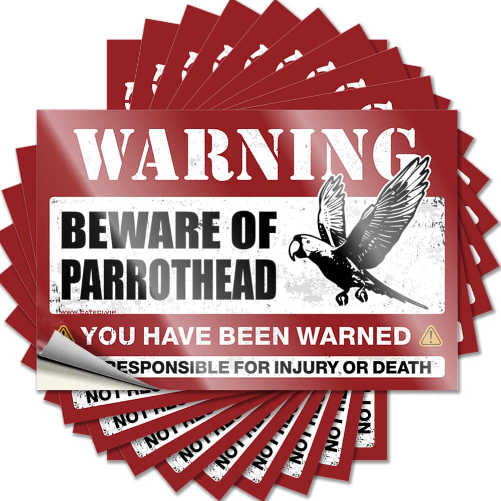 Toolbox Stickers and Decals Beware of Parrothead Funny Sticker 10 Pcs Funny Car Stickers Car Stickers for Men(8X12CM)