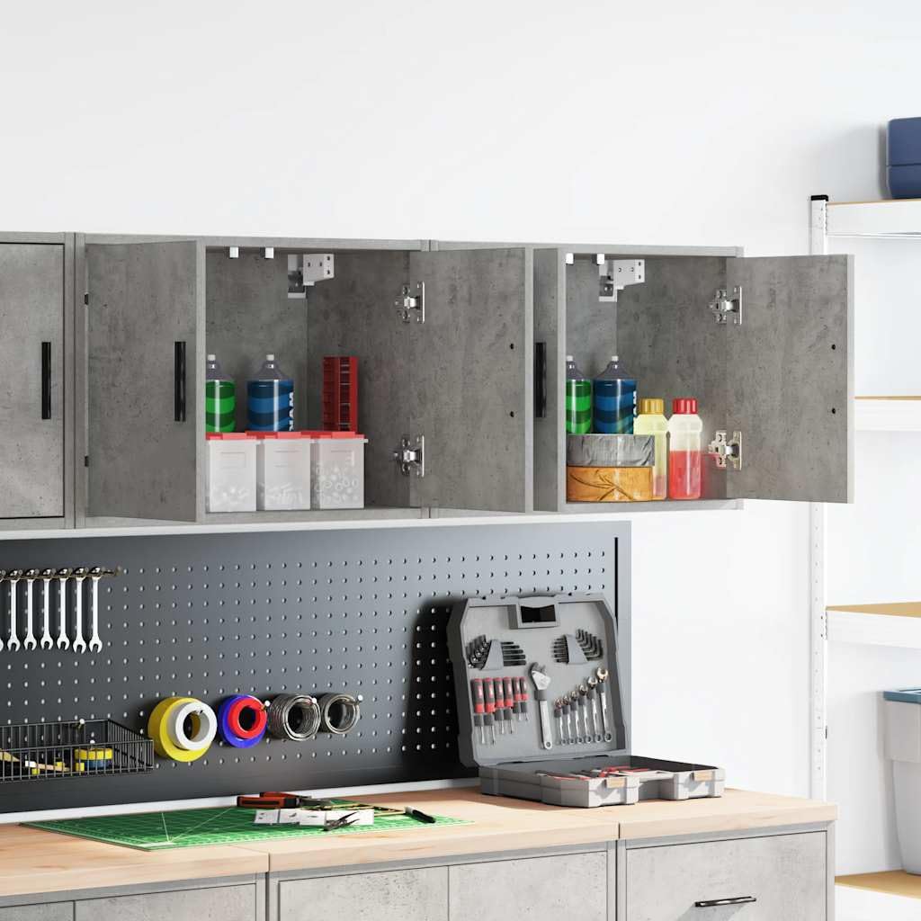 INLIFE Garagen-Wandschränke 2 STK. Betongrau Holzwerkstoff,Wirtschaft & Industrie,Gewerbliche Lagerung,Industrieschränke,Grau,19.65 KG,860650