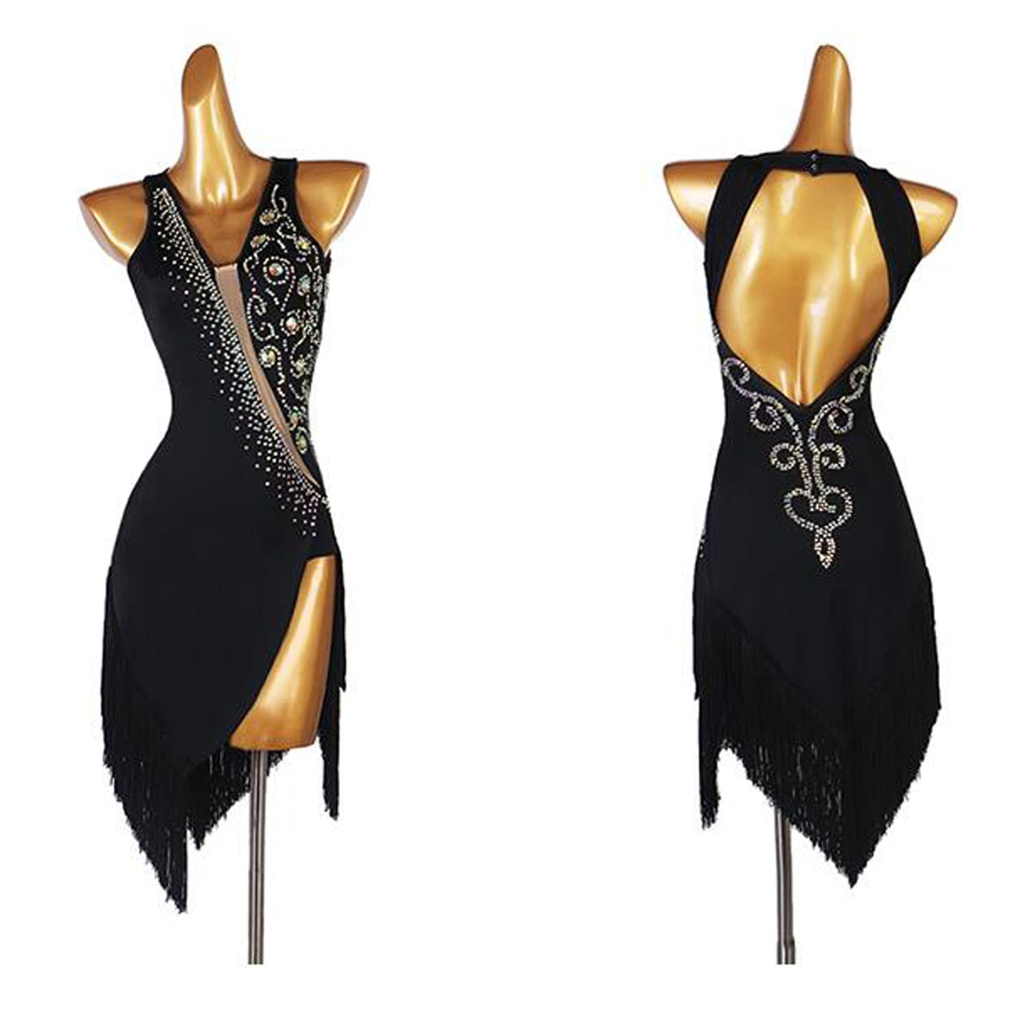 Gonne da Ballo Latino con Nappe Abbigliamento da Ballo da Sala con Spacchi da Donna Gonna da Competizione per Tango Cha Cha Abiti da Salsa Professionali