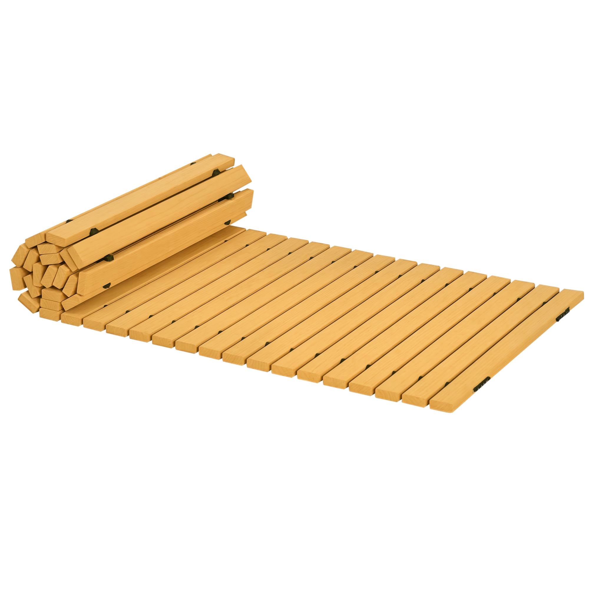 Outsunny Yellow Roll Out Garden Path Walkway, 1.85M Wooden Garden Pathway, Weather-Resistant Walk Way For Outdoor Patios, Roll Out Hardwood Way For Wedding Party Pathways