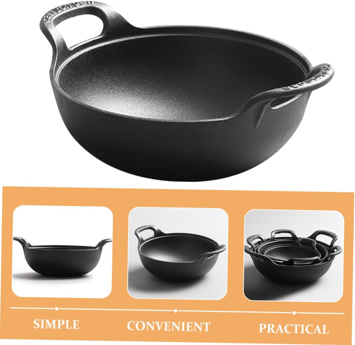 Outdoor Cast Iron Cooking Pot Camping Iron Pot Bottom Non-stick for Cooking for Moving