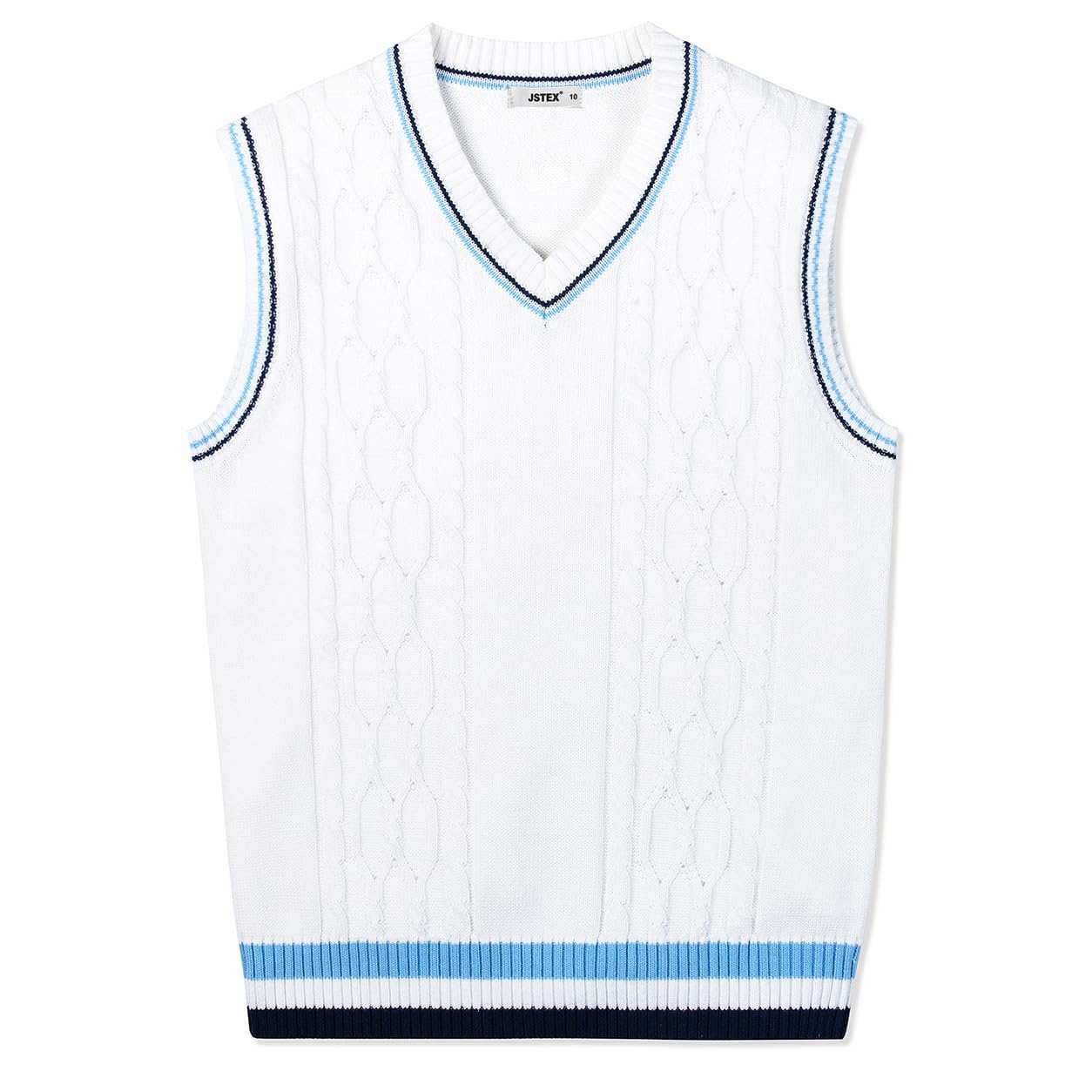 JSTEX Boys Sweater Vest 100% Cotton Kids Uniform Vest V-Neck Sleeveless Knit Pullover for Boy Girls Toddler Size 4-14