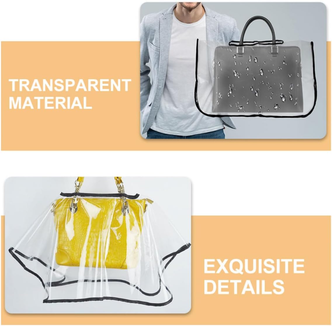 2pcs Waterproof Handbag Rain Cover Tote Bag Protector Lightweight Eva Trim Design for Portable Comprehensive Protection in Outdoor Use