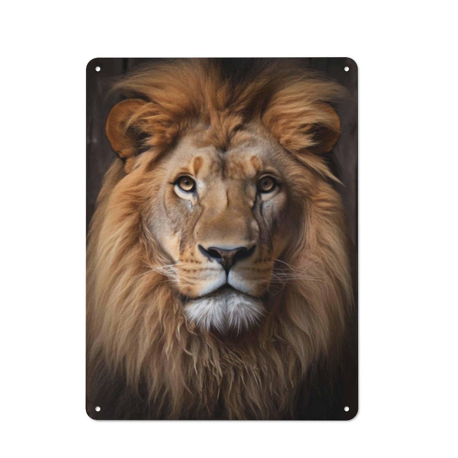 Junmoney Elegant Lion Portrait For Lounge Or Reading Corner, Retro Metal Plaque 40X30cm, For Vintage Wall Decor Fans, For Metal Sign Collectors