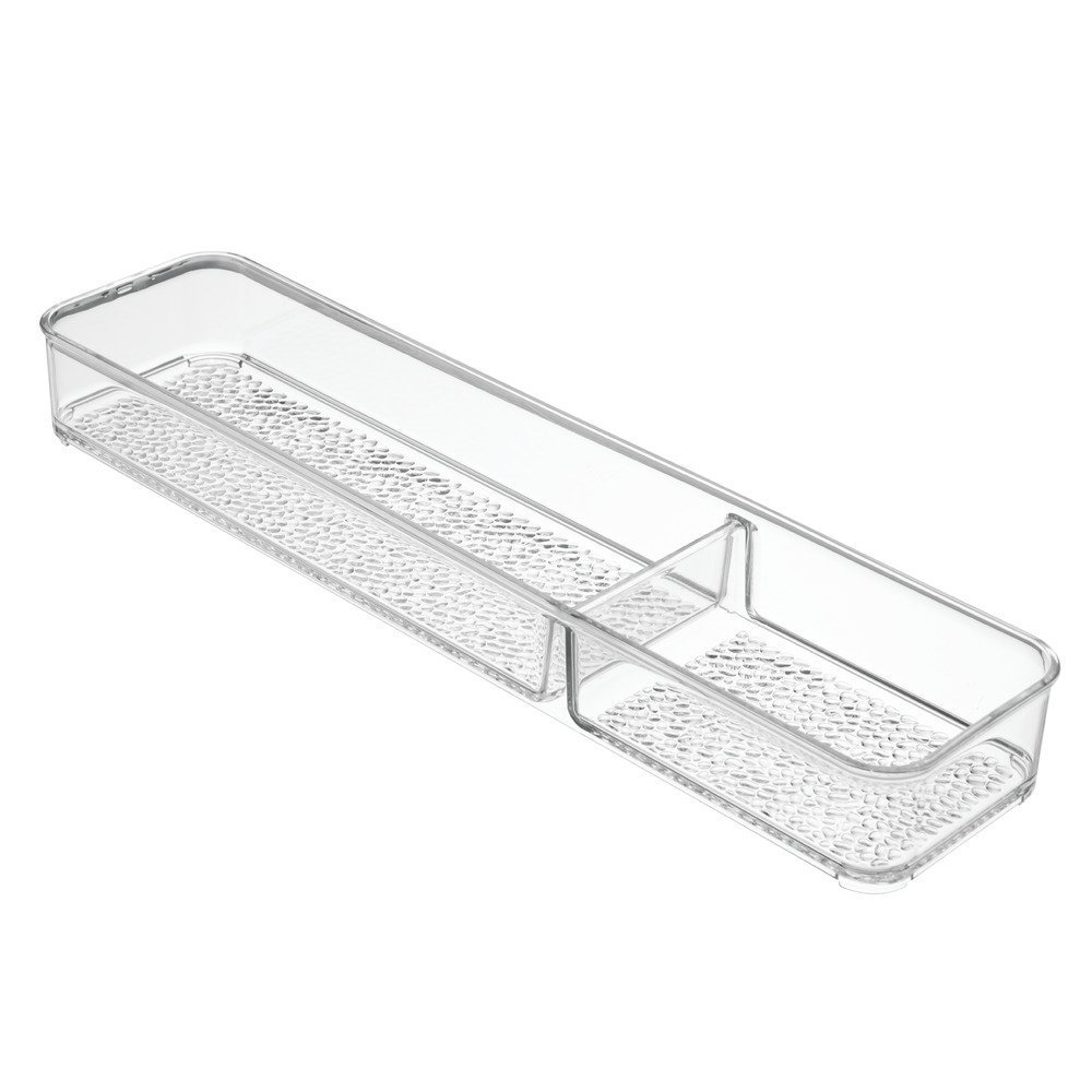 2 Compartment Tray Slim InterDesign Rain Divided Tray 1, Clear