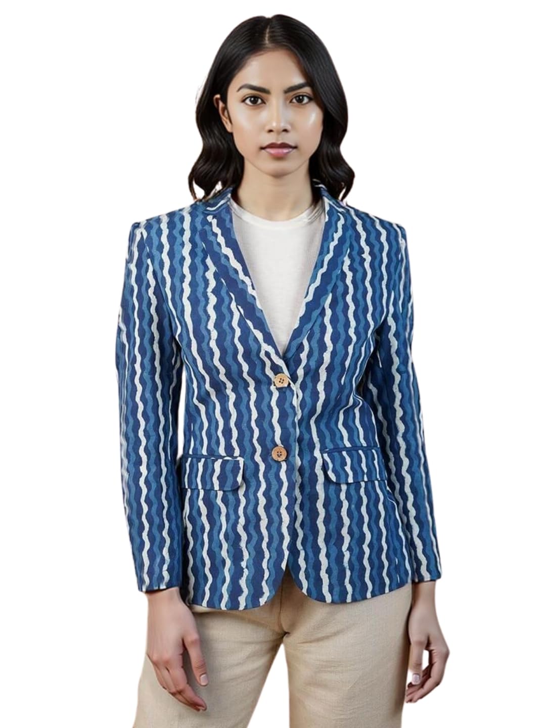 talethread Women's Blazer Indigo Cotton Blazer-picture-22