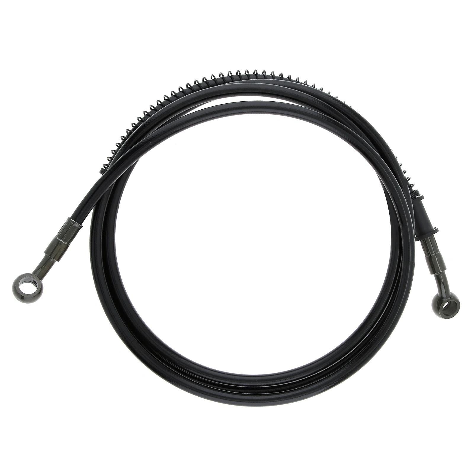 Ksxzw Black- Silver Motorbike Part 220Cm Universal Motorcycle Braided Brake Hose Line Steel Cable Hydraulic Pipe(Black- Silver)
