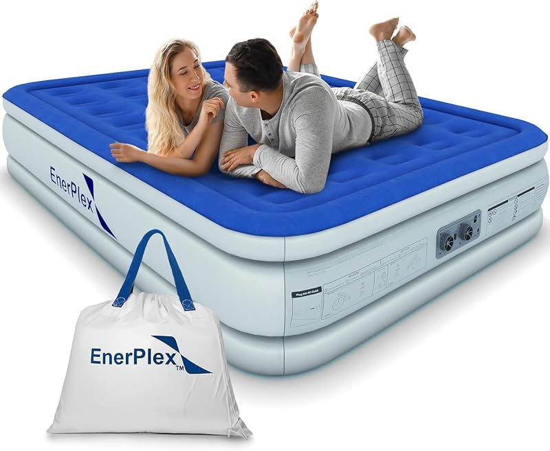 Colchón de aire EnerPlex con bomba incorporada - Colchón autoinflable con soporte para el cuello - Cama de aire inflable para viajes portátiles y uso doméstico