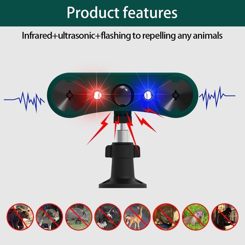 Alarma solar con sensor de movimiento para interiores y exteriores, 4 modos de sirena de 129 db, con advertencia intermitente roja y azul. Ideal para hogares, villas y granjas (2 unidades)