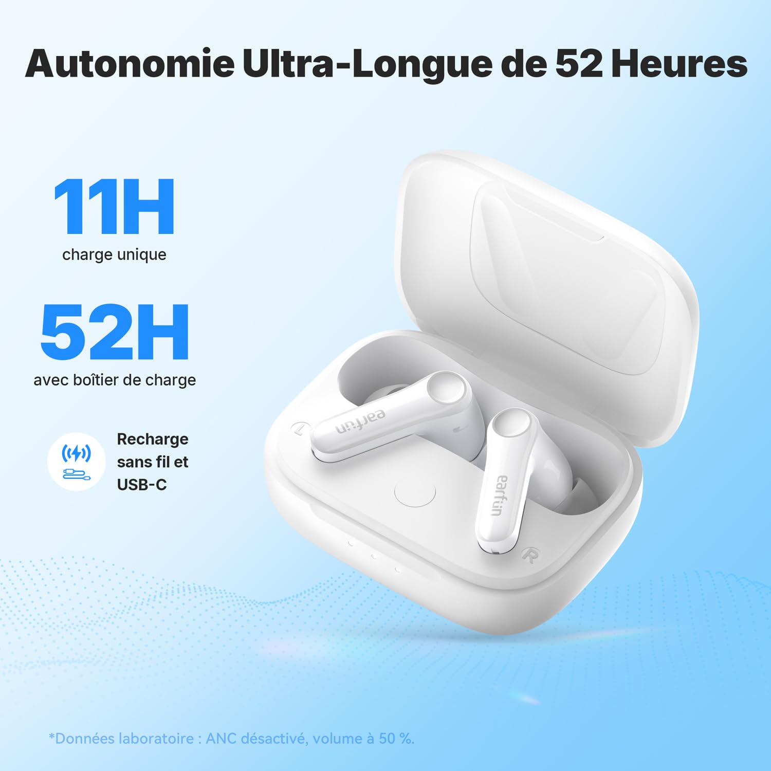 EarFun Air Pro 4 Écouteurs Bluetooth sans Fil Réduction de Bruit Adaptative | LDAC, Hi-Res Audio, Qualcomm aptX Lossless, 6 micros, 52 H d'autonomie, Bluetooth 5.4, Détection Intra-auriculaire, Blanc