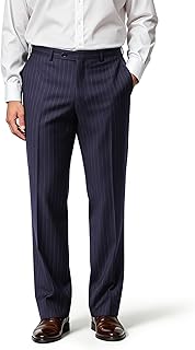 Men’s Dress Pants Classic Fit Wrinkle-Free Expandable Waist Slacks for Work, Business Casual Flat-Front Trousers