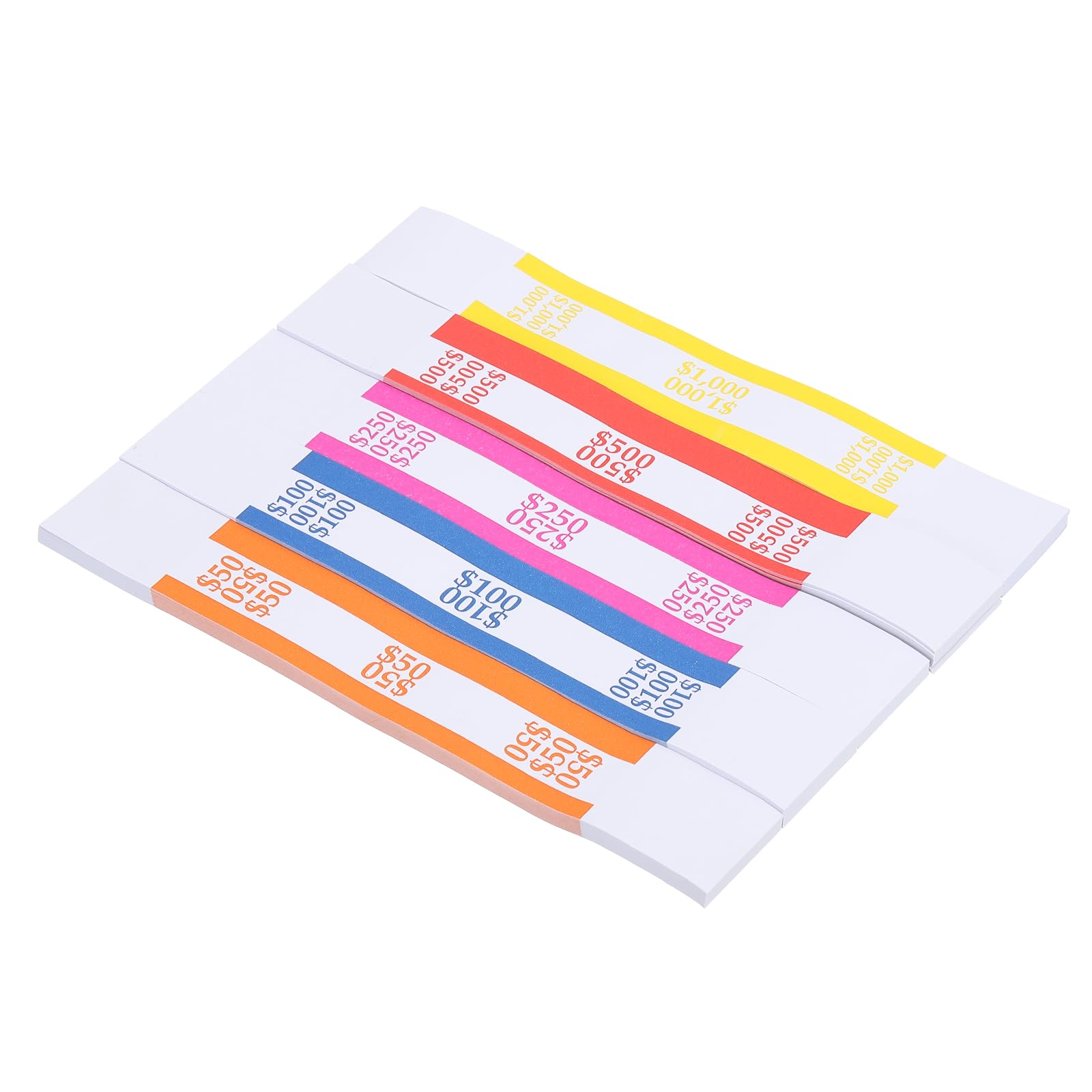 PATIKIL Currency Band Bundles, 175 Packs Orange/Blue/Green/Red/Yellow Dollar50/Dollar100/Dollar250/Dollar500/Dollar1000 Self Sealing Cash Straps