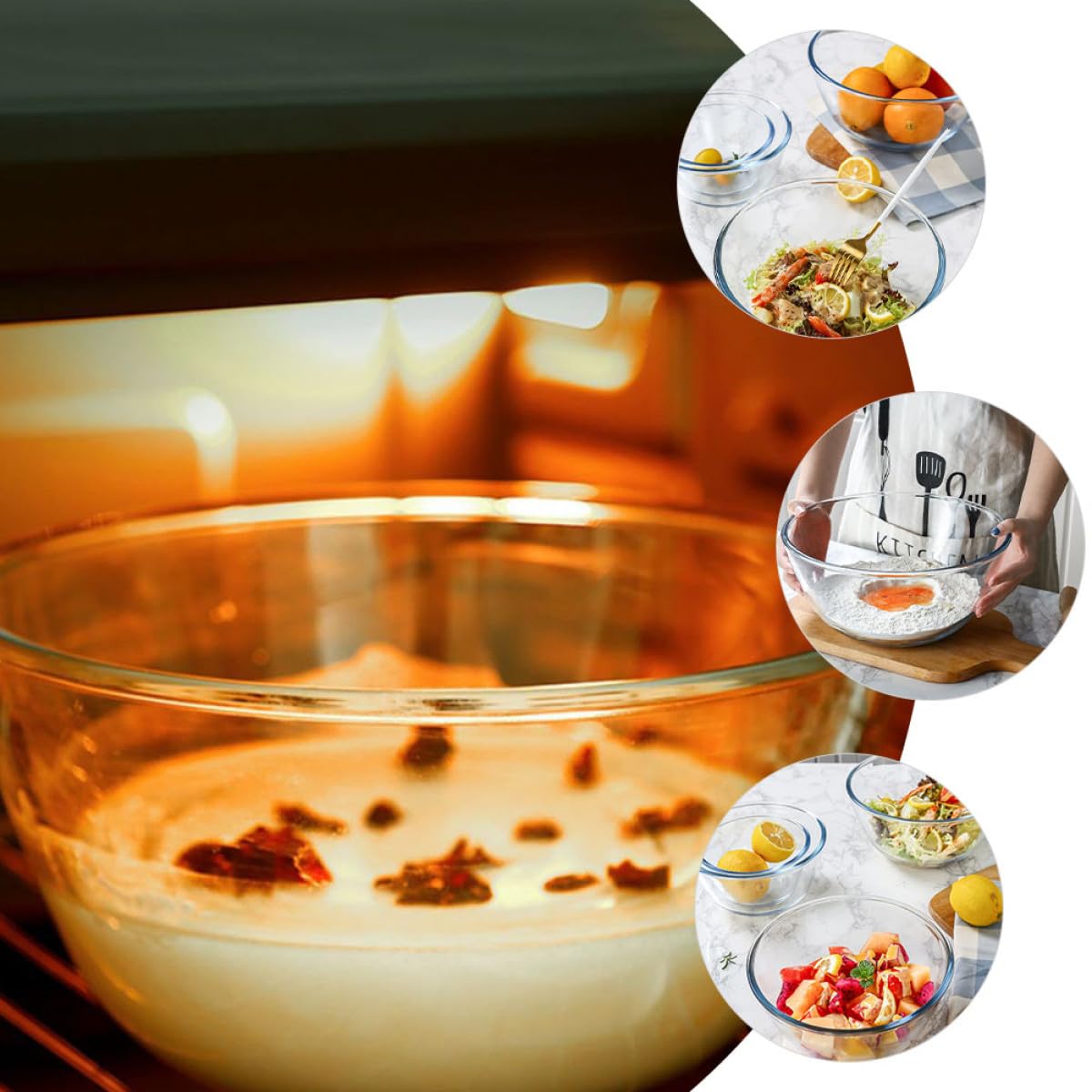 Klare Japanische Salatschüssel aus Glas Große Transparente Dessert Suppenschale Mikrowellengeeignet Stilvolle Haushalts servierschale für Salat Obst und Kuchen